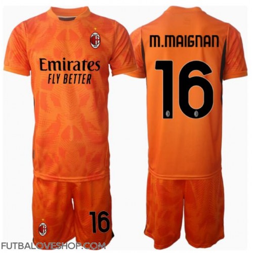 Dres AC Milan Mike Maignan #16 Brankarsky Preč pre deti 2024-25 Krátky Rukáv (+ trenírky)